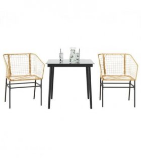 vidaXL Garden Dining Set | Brown | PE Rattan | Medium | Durable — Size: 80 x 80 x 74 cm
