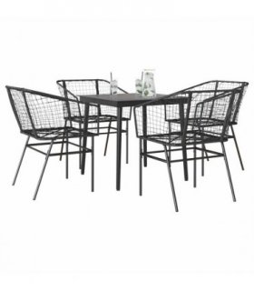 vidaXL Garden Dining Set | Black — Size: 80 x 80 x 74 cm — V0671994276
