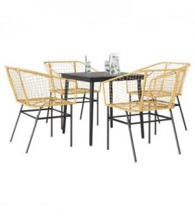 vidaXL Garden Dining Set | Black, Brown — Size: 80 x 80 x 74 cm