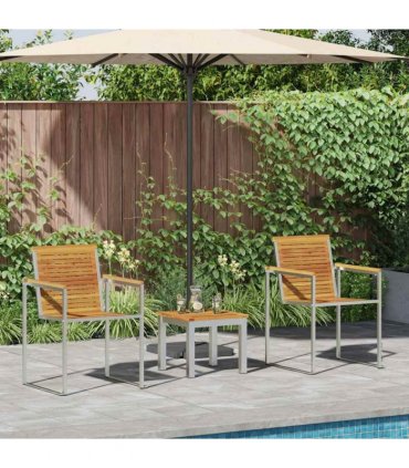 vidaXL Sun Lounger 3 pcs Brown Solid Acacia Wood — Size: 60 x 56 x 85 cm