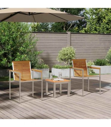 vidaXL Sun Lounger 3 pcs Brown Solid Acacia Wood — Size: 60 x 56 x 85 cm