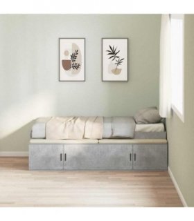 vidaXL Bed Frame with Drawer Concrete Grey 90 x 200 cm Engineered Wood
