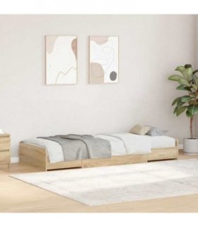 vidaXL Bed Frame with Headboard Sonoma Oak 90 x 200 cm Engineered Wood