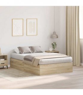 vidaXL Storage Bed Frame Sonoma Oak 120 x 200 cm Engineered Wood — V0671994437
