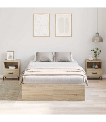 vidaXL Storage Bed Frame Sonoma Oak 120 x 200 cm Engineered Wood — V0671994437