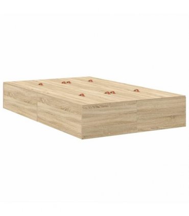 vidaXL Storage Bed Frame Sonoma Oak 120 x 200 cm Engineered Wood — V0671994437