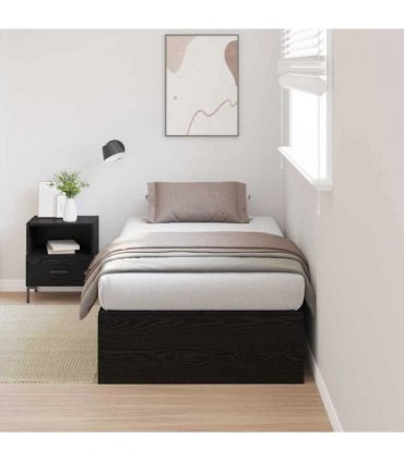 vidaXL Storage Bed Frame Black Oak 100 x 200 cm Engineered Wood