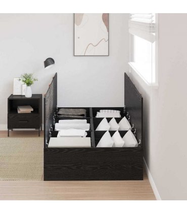 vidaXL Storage Bed Frame Black Oak 100 x 200 cm Engineered Wood