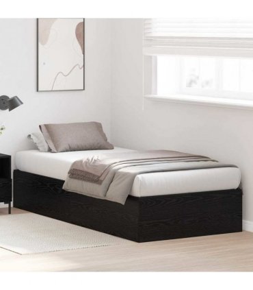 vidaXL Storage Bed Frame Black Oak 100 x 200 cm Engineered Wood