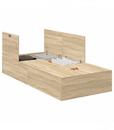 vidaXL Storage Bed Frame Sonoma Oak 90 x 190 cm Engineered Wood