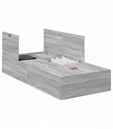 vidaXL Storage Bed Frame Grey Sonoma 100 x 200 cm Engineered Wood