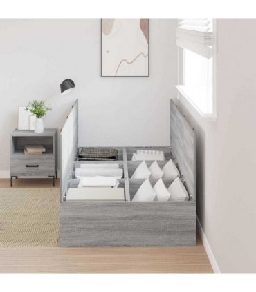 vidaXL Storage Bed Frame Grey Sonoma 100 x 200 cm Engineered Wood
