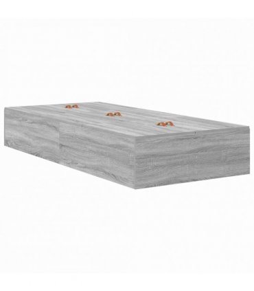 vidaXL Storage Bed Frame Grey Sonoma 100 x 200 cm Engineered Wood