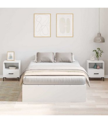 vidaXL Storage Bed Frame White 120 x 200 cm Engineered Wood — V0671994503