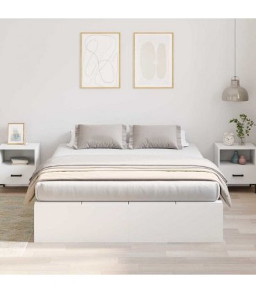 vidaXL Storage Bed Frame White 140 x 200 cm Engineered Wood — V0671994510