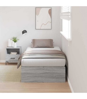 vidaXL Storage Bed Frame Grey Sonoma 90 x 200 cm Engineered Wood