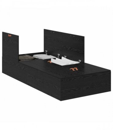 vidaXL Storage Bed Frame Black Oak 90 x 200 cm Engineered Wood