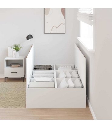 vidaXL Storage Bed Frame White 100 x 200 cm Engineered Wood