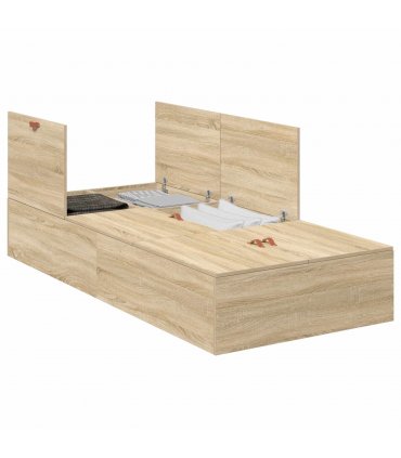 vidaXL Storage Bed Frame Sonoma Oak 100 x 200 cm Engineered Wood
