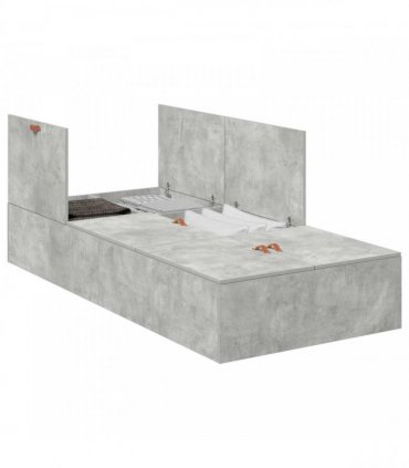 vidaXL Storage Bed Frame Concrete Grey 100 x 200 cm Engineered Wood