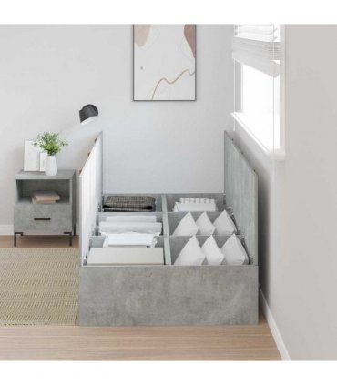 vidaXL Storage Bed Frame Concrete Grey 100 x 200 cm Engineered Wood