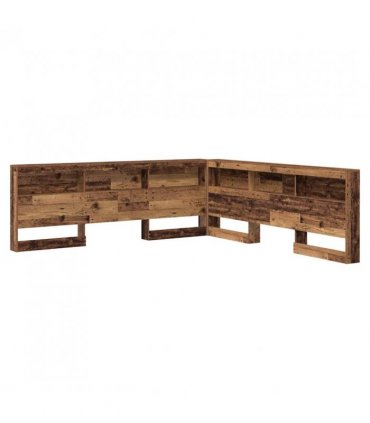 vidaXL Storage Headboard with Shelf Old Wood 200 cm Engineered Wood — Size: 200 x 200 cm