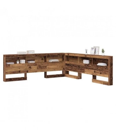 vidaXL Storage Headboard with Shelf Old Wood 200 cm Engineered Wood — Size: 200 x 200 cm