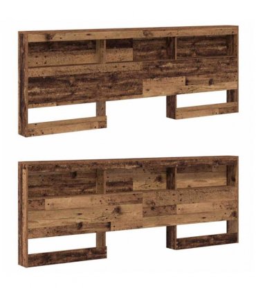 vidaXL Storage Headboard with Shelf Old Wood 200 cm Engineered Wood — Size: 200 x 200 cm