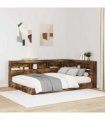 vidaXL Storage Headboard with Shelf Smoked Oak 150 cm Engineered Wood — Size: 150 x 200 cm