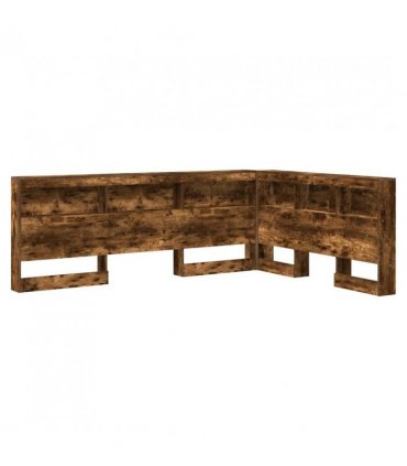 vidaXL Storage Headboard with Shelf Smoked Oak 150 cm Engineered Wood — Size: 150 x 200 cm