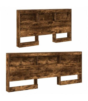 vidaXL Storage Headboard with Shelf Smoked Oak 150 cm Engineered Wood — Size: 150 x 200 cm