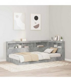 vidaXL Storage Headboard Concrete Grey 90 cm Engineered Wood — Size: 90 x 200 cm