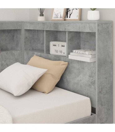 vidaXL Storage Headboard Concrete Grey 90 cm Engineered Wood — Size: 90 x 200 cm