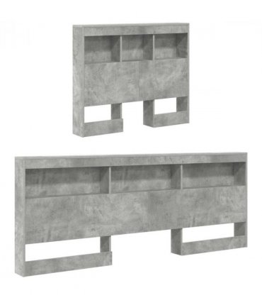 vidaXL Storage Headboard Concrete Grey 90 cm Engineered Wood — Size: 90 x 200 cm
