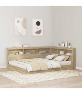 vidaXL Storage Headboard with Shelf Sonoma Oak 140 cm Engineered Wood — Size: 140 x 200 cm