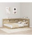 vidaXL Storage Headboard with Shelf Sonoma Oak 140 cm Engineered Wood — Size: 140 x 200 cm