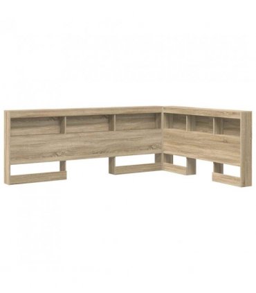 vidaXL Storage Headboard with Shelf Sonoma Oak 140 cm Engineered Wood — Size: 140 x 200 cm
