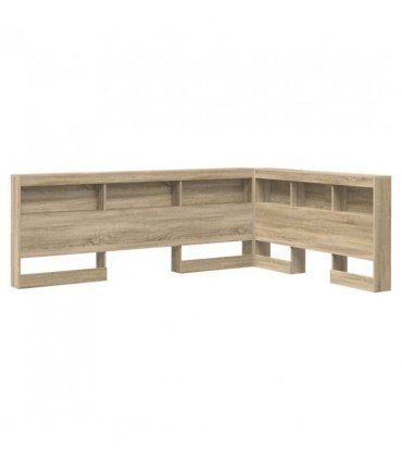 vidaXL Storage Headboard with Shelf Sonoma Oak 140 cm Engineered Wood — Size: 140 x 190 cm