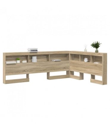 vidaXL Storage Headboard with Shelf Sonoma Oak 140 cm Engineered Wood — Size: 140 x 190 cm