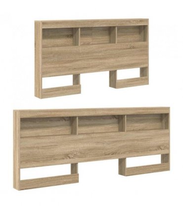 vidaXL Storage Headboard with Shelf Sonoma Oak 140 cm Engineered Wood — Size: 140 x 190 cm