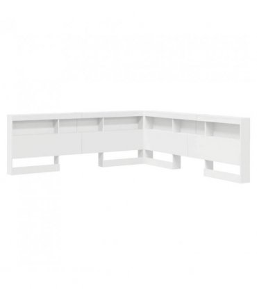 vidaXL Storage Headboard with Shelf White 200 cm Engineered Wood — Size: 200 x 200 cm