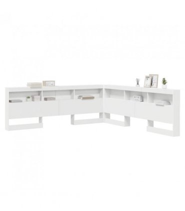 vidaXL Storage Headboard with Shelf White 200 cm Engineered Wood — Size: 200 x 200 cm