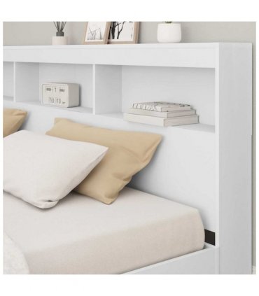 vidaXL Storage Headboard with Shelf White 200 cm Engineered Wood — Size: 200 x 200 cm