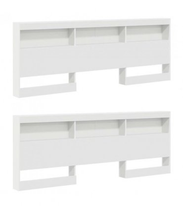 vidaXL Storage Headboard with Shelf White 200 cm Engineered Wood — Size: 200 x 200 cm