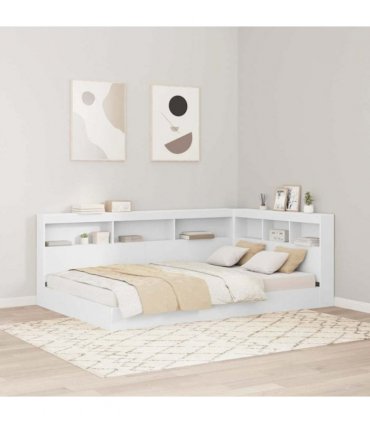 vidaXL Storage Headboard with Shelf White 120 cm Engineered Wood — Size: 120 x 200 cm