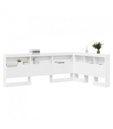 vidaXL Storage Headboard with Shelf White 120 cm Engineered Wood — Size: 120 x 200 cm