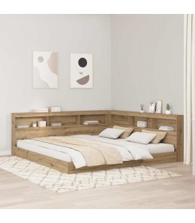 vidaXL Storage Headboard with Shelf Artisan Oak 180 cm Engineered Wood — Size: 180 x 200 cm