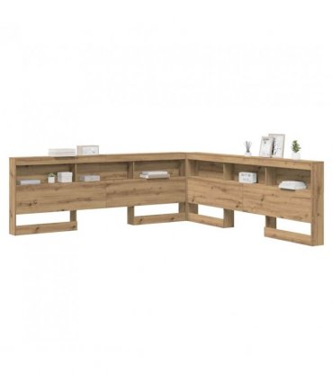 vidaXL Storage Headboard with Shelf Artisan Oak 180 cm Engineered Wood — Size: 180 x 200 cm