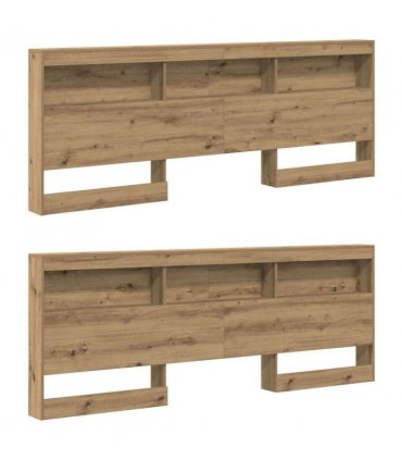 vidaXL Storage Headboard with Shelf Artisan Oak 180 cm Engineered Wood — Size: 180 x 200 cm