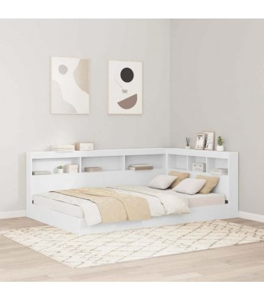 vidaXL Storage Headboard White 207.5 x 137.5 x 76.5 cm Engineered Wood — Size: 120 x 190 cm